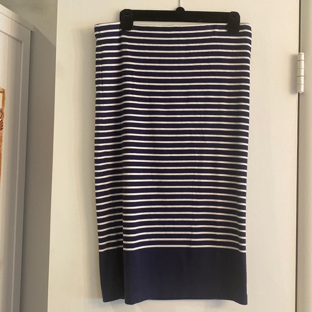 Knit cotton blend Polo by Ralph Lauren pencil skirt. Navy + White stripe